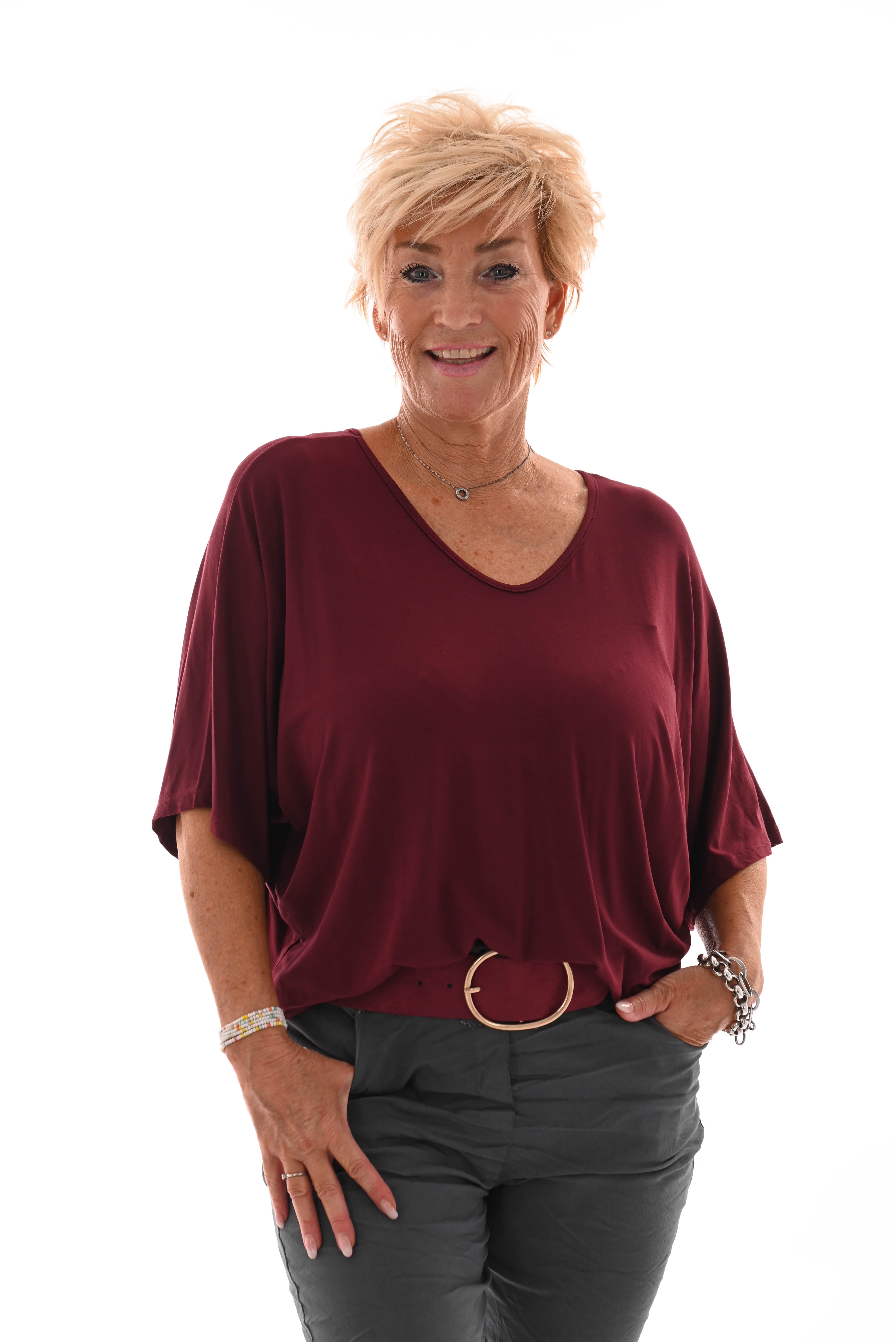 Shirt met strik bordeaux