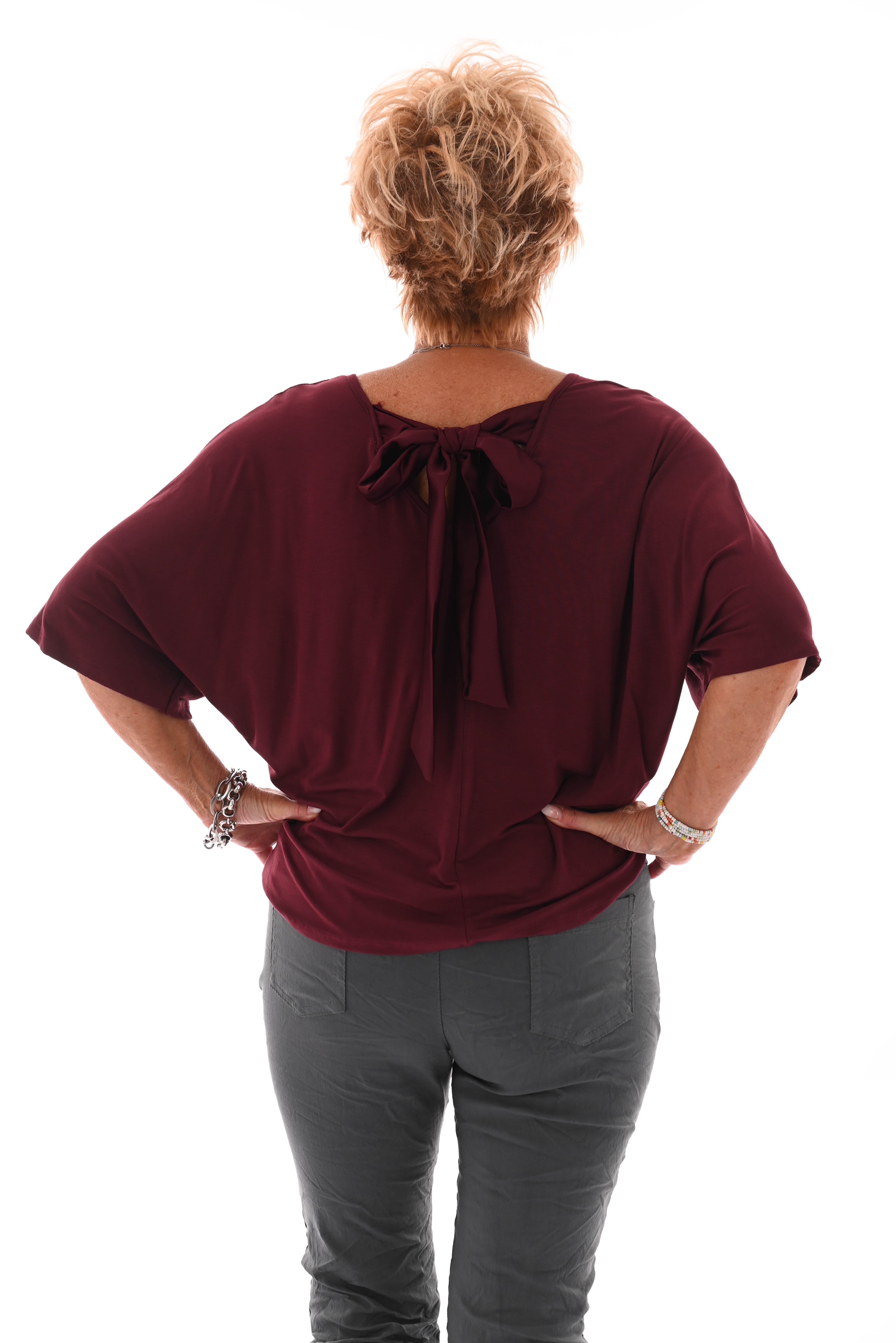 Shirt met strik bordeaux
