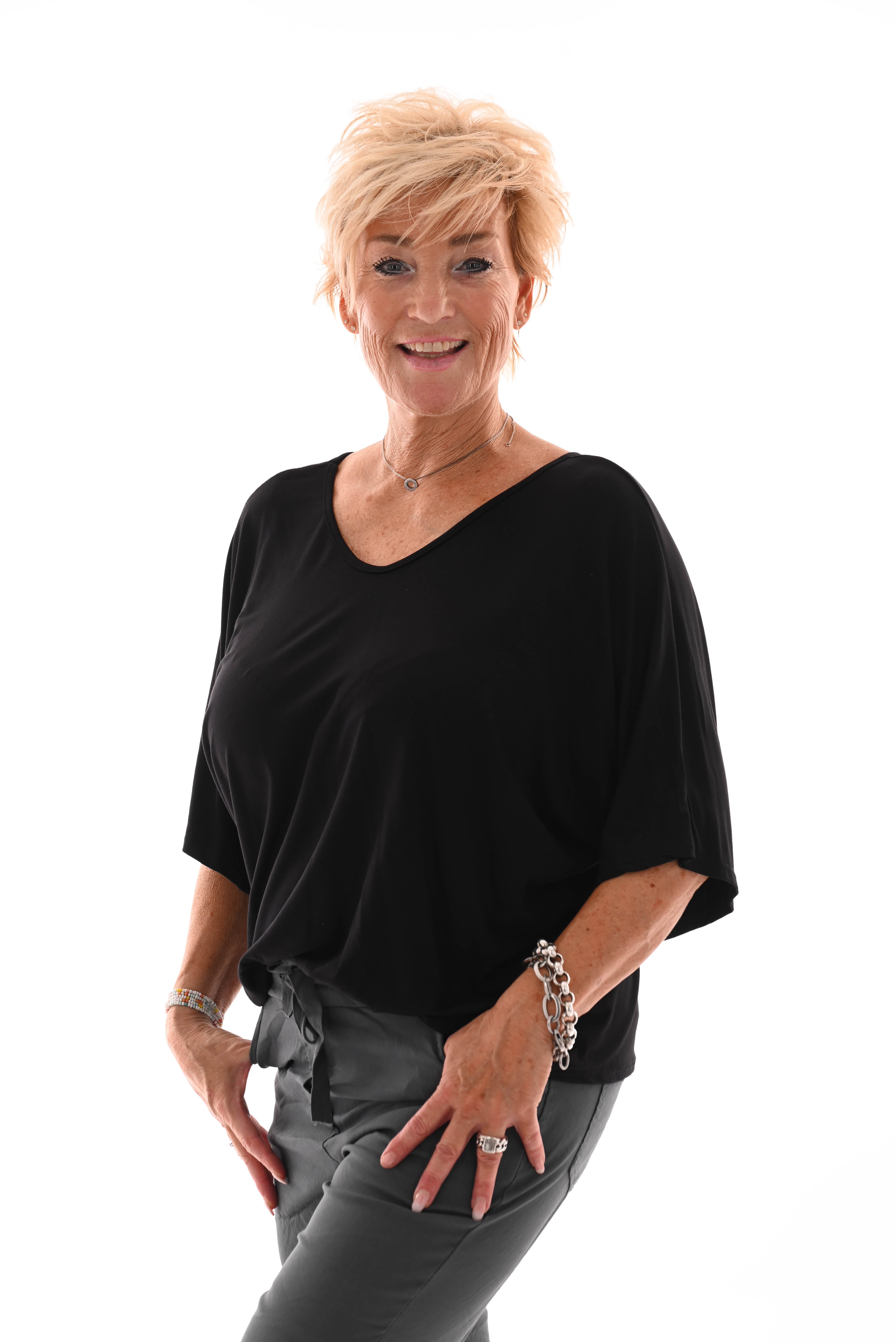 Shirt met strik zwart