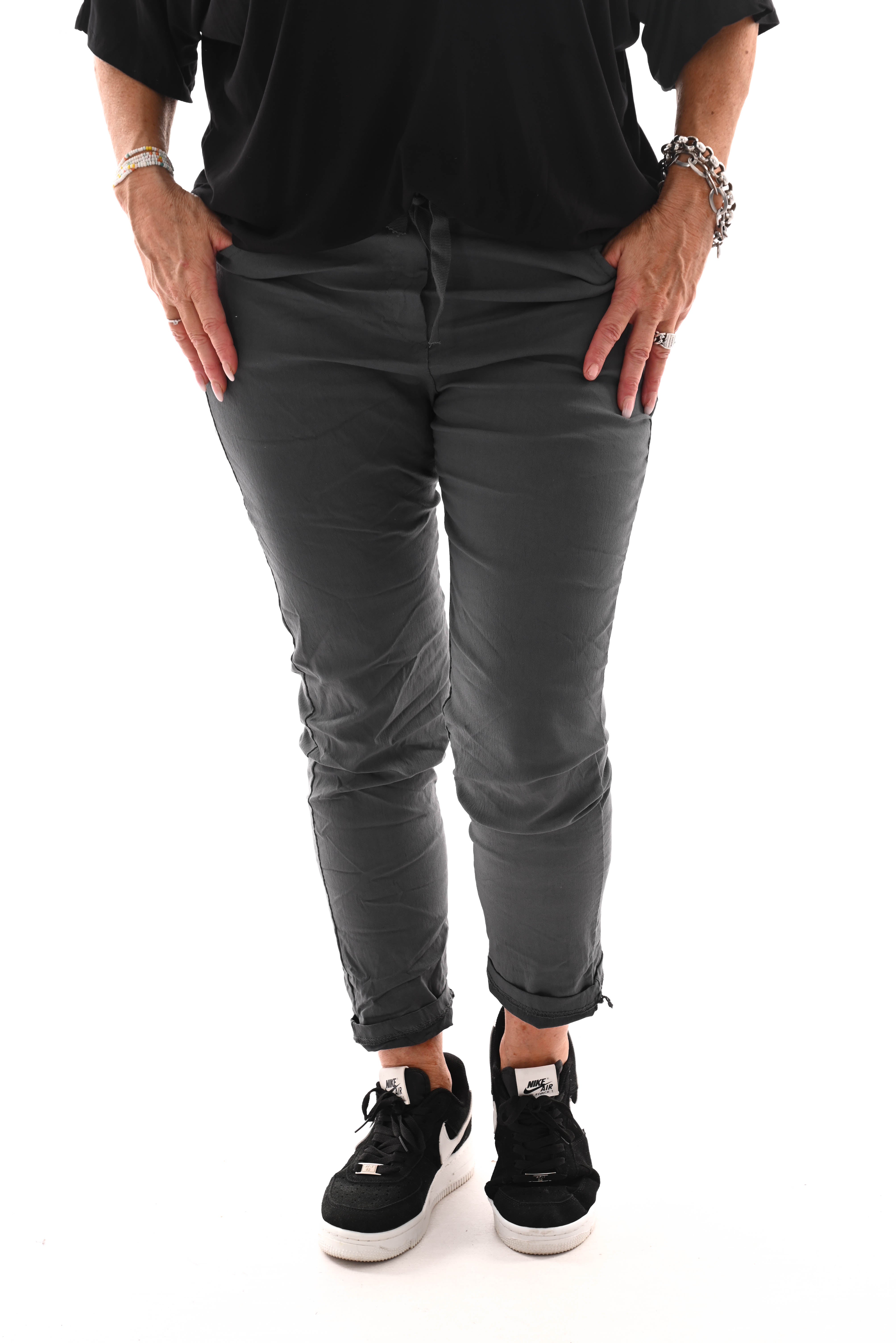 Stretchbroek uni blauwgrijs