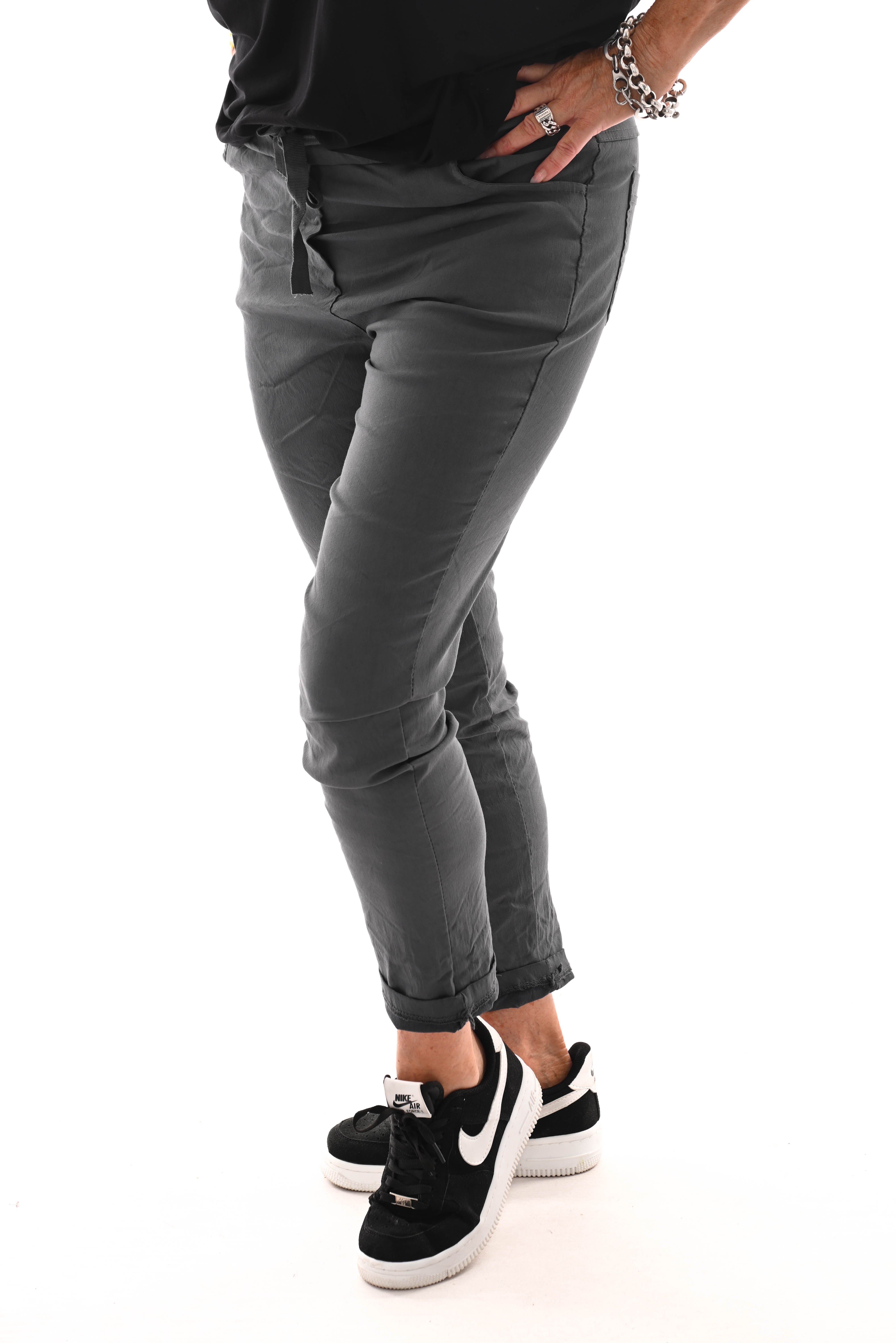 Stretchbroek uni blauwgrijs