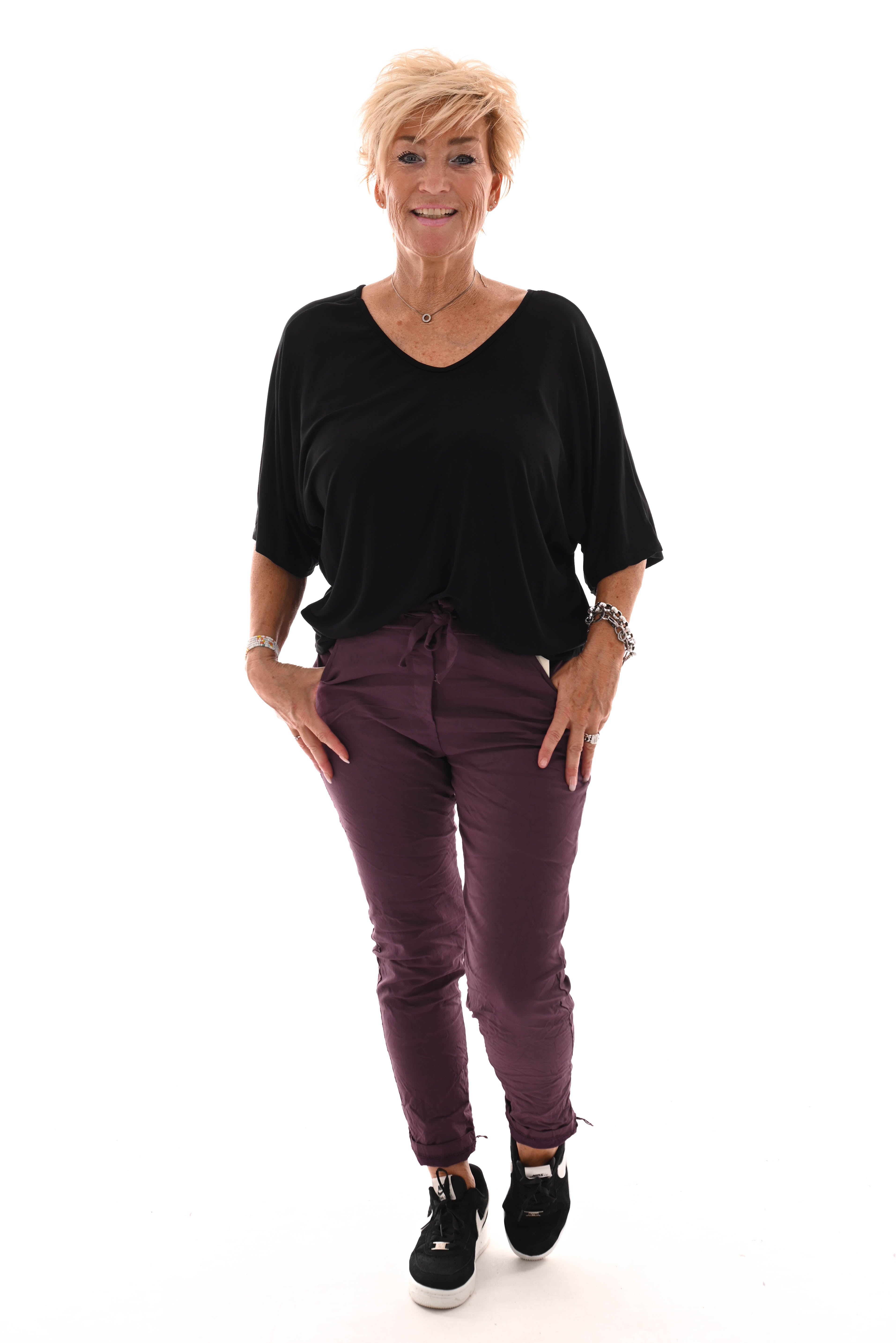 Stretchbroek uni aubergine