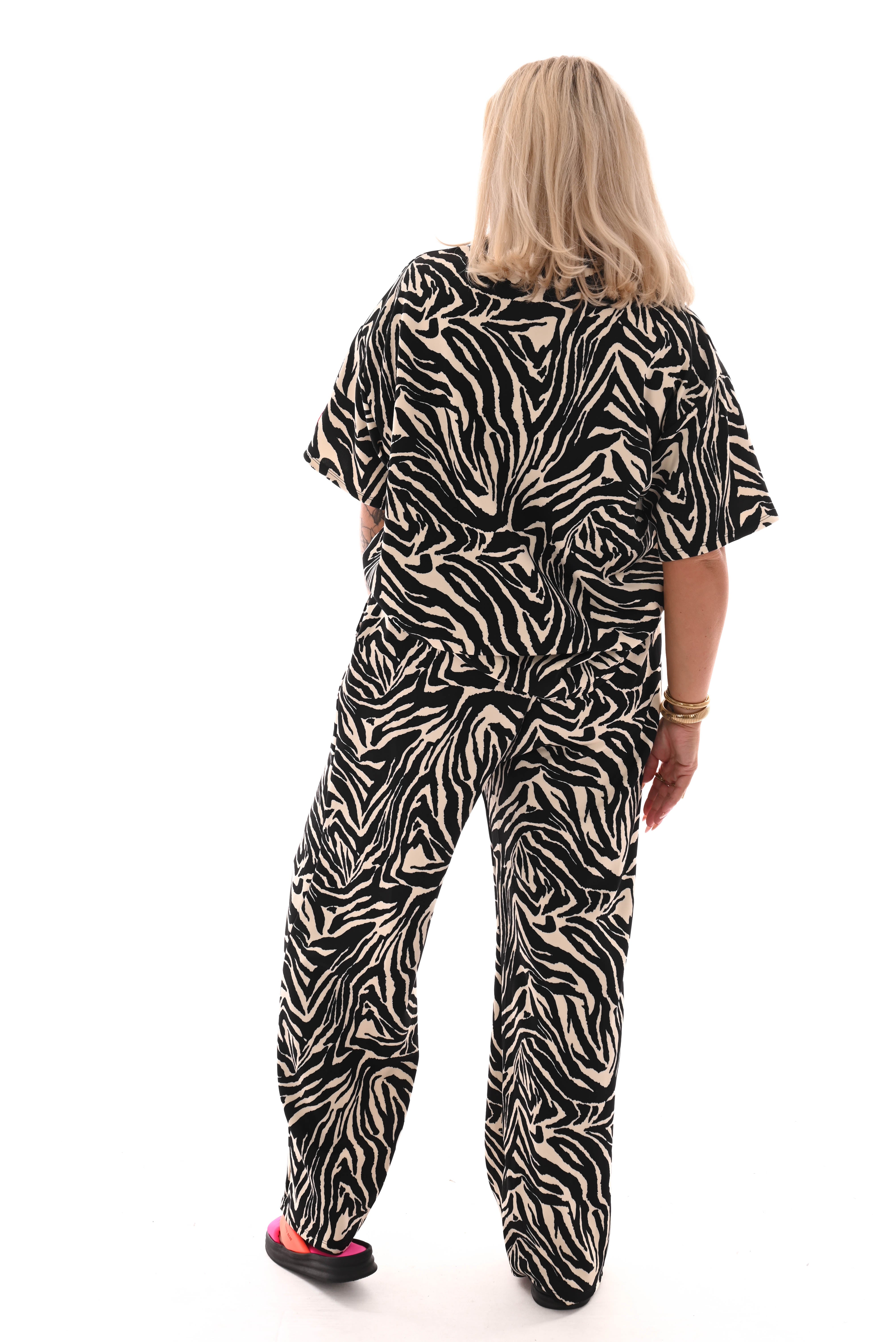 Tweedelig pak dierenprint applicatie zebra zwart/wit