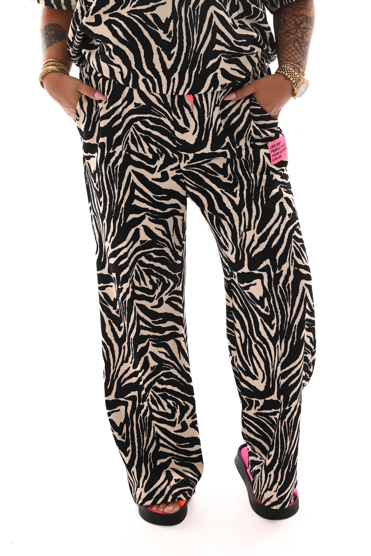 Tweedelig pak dierenprint applicatie zebra zwart/wit