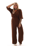 Jumpsuit overslag uni bruin