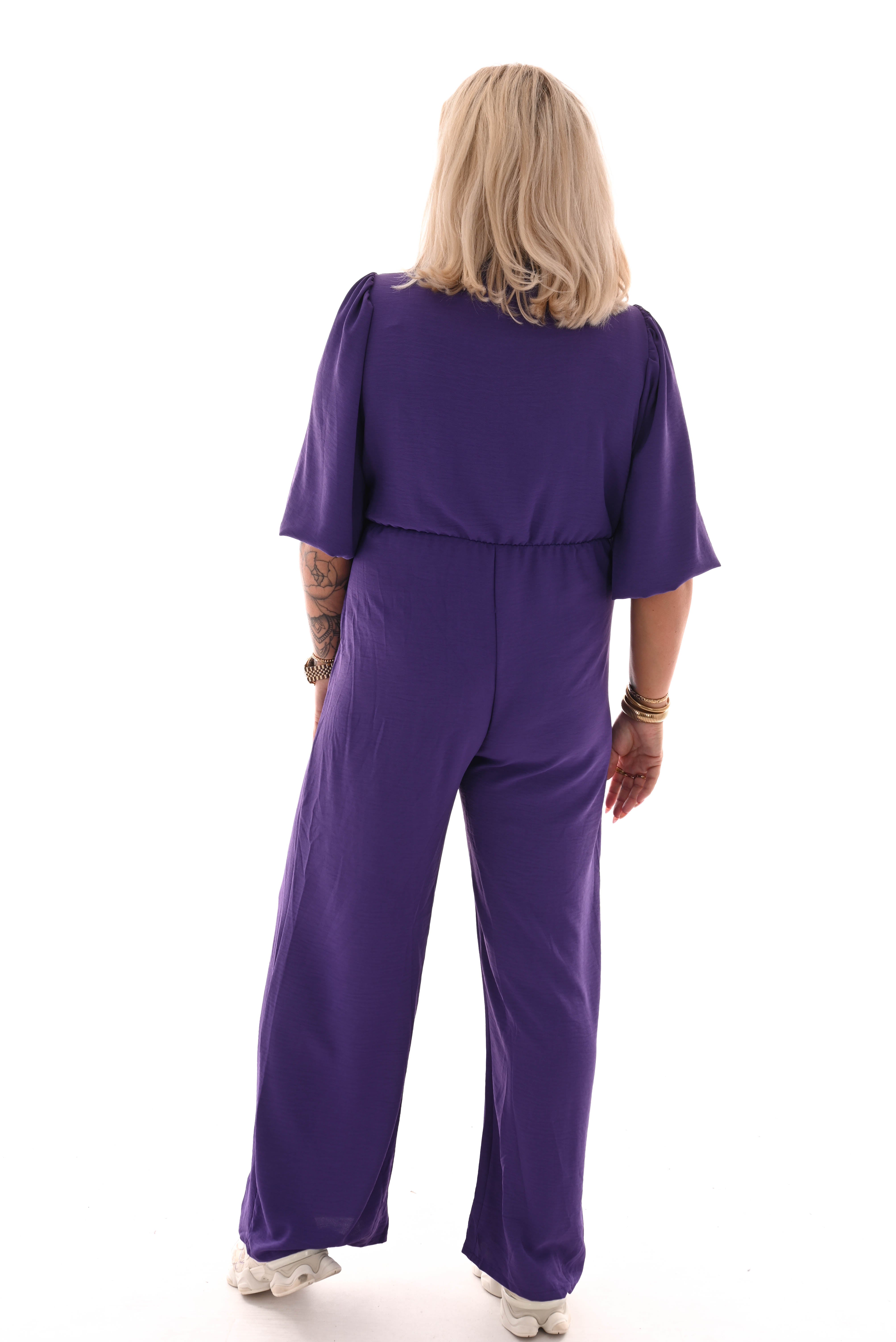 Jumpsuit overslag uni paars