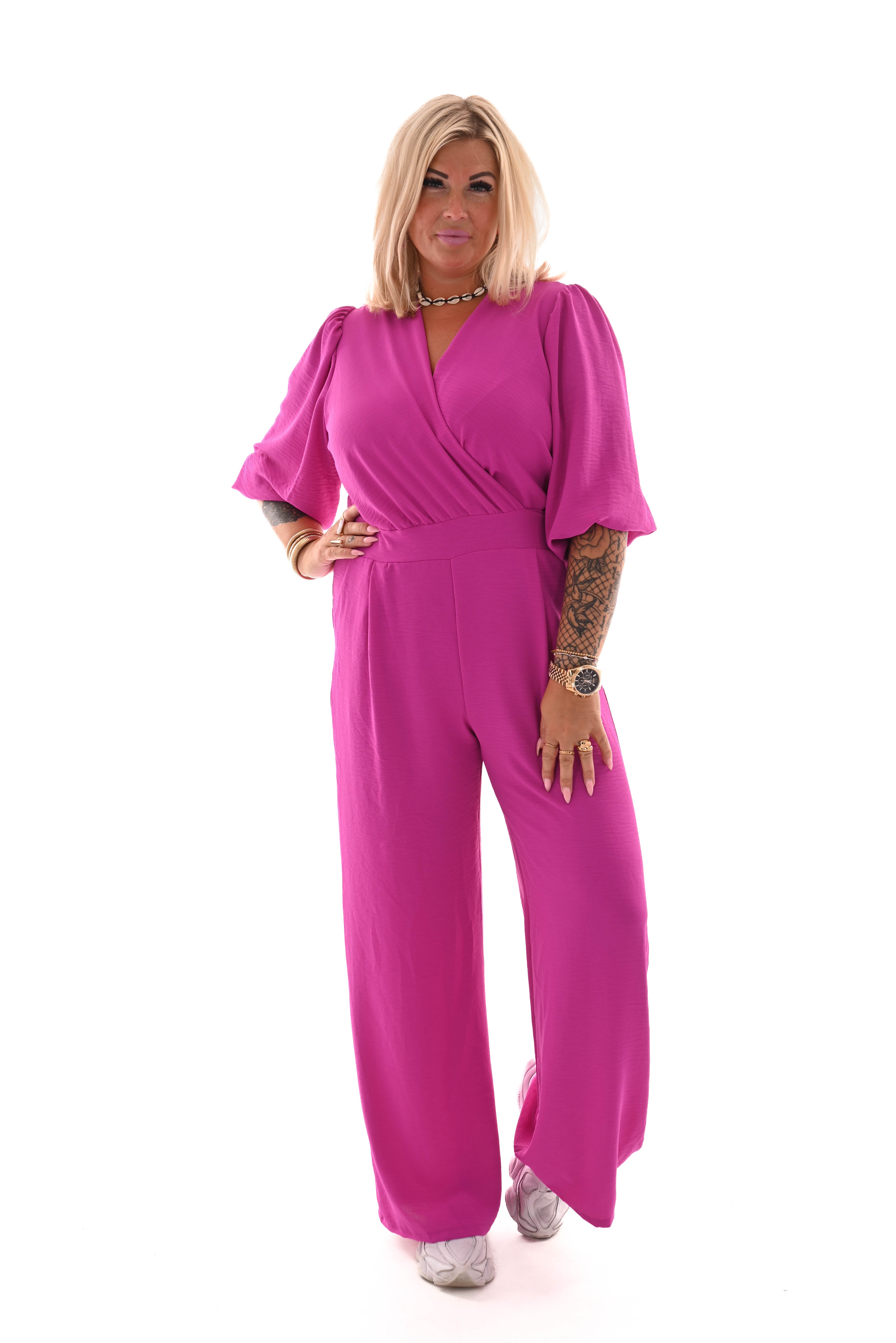 Jumpsuit overslag uni cyclaam