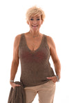 Top v-hals lurex goud