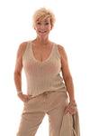 Top v-hals lurex lichtgoud