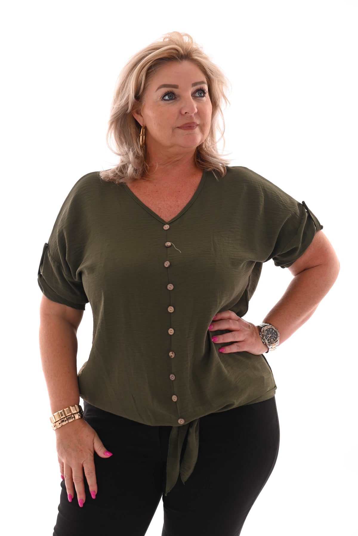 Top knoopjes met knoop groen