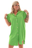 Lange doorknoop blouse uni appel groen