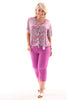 Stretchbroek capri uni paars