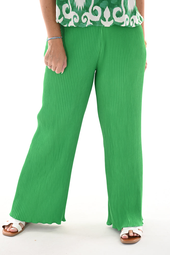 Wijde broek plisse groen