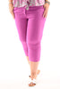 Stretchbroek capri uni paars