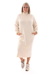 Lange jurk met col creme