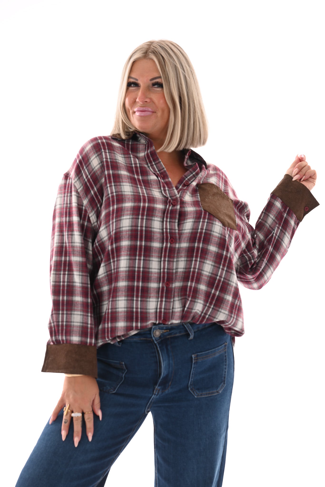 Geruite houthakkersblouse bordeaux