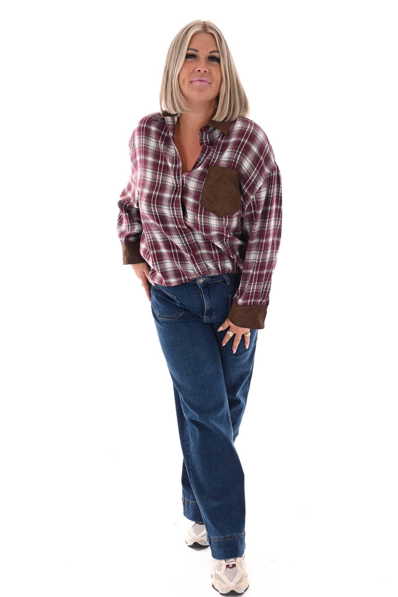 Geruite houthakkersblouse bordeaux