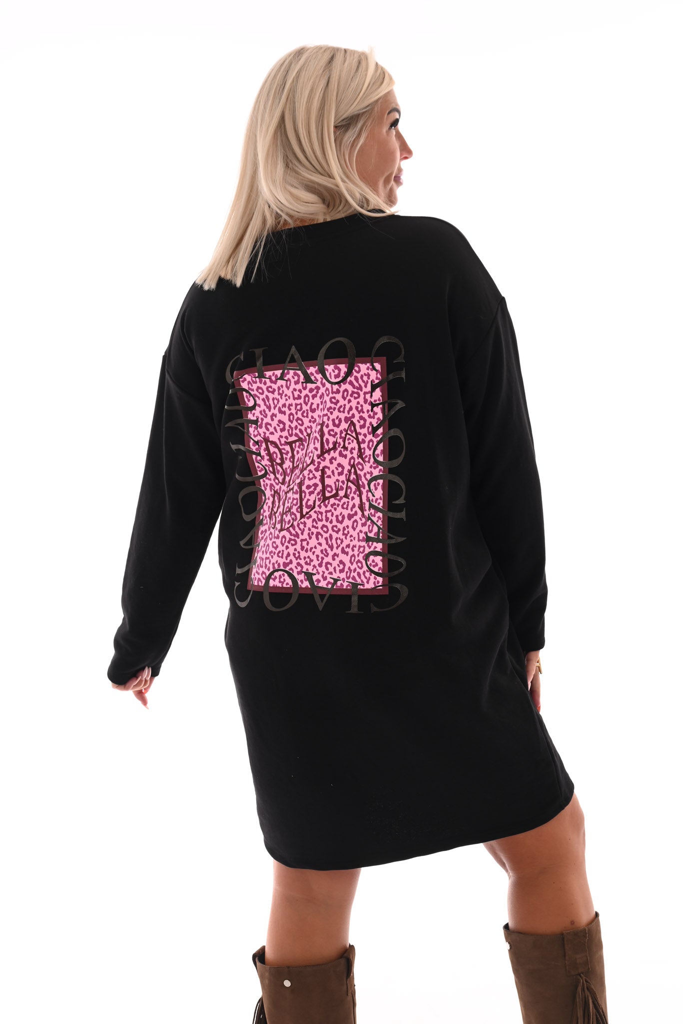 Sweaterdress v-hals ciao bella zwart