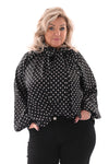 Silky blouse dots met strik zwart