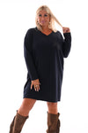Sweaterdress v-hals ciao bella marineblauw