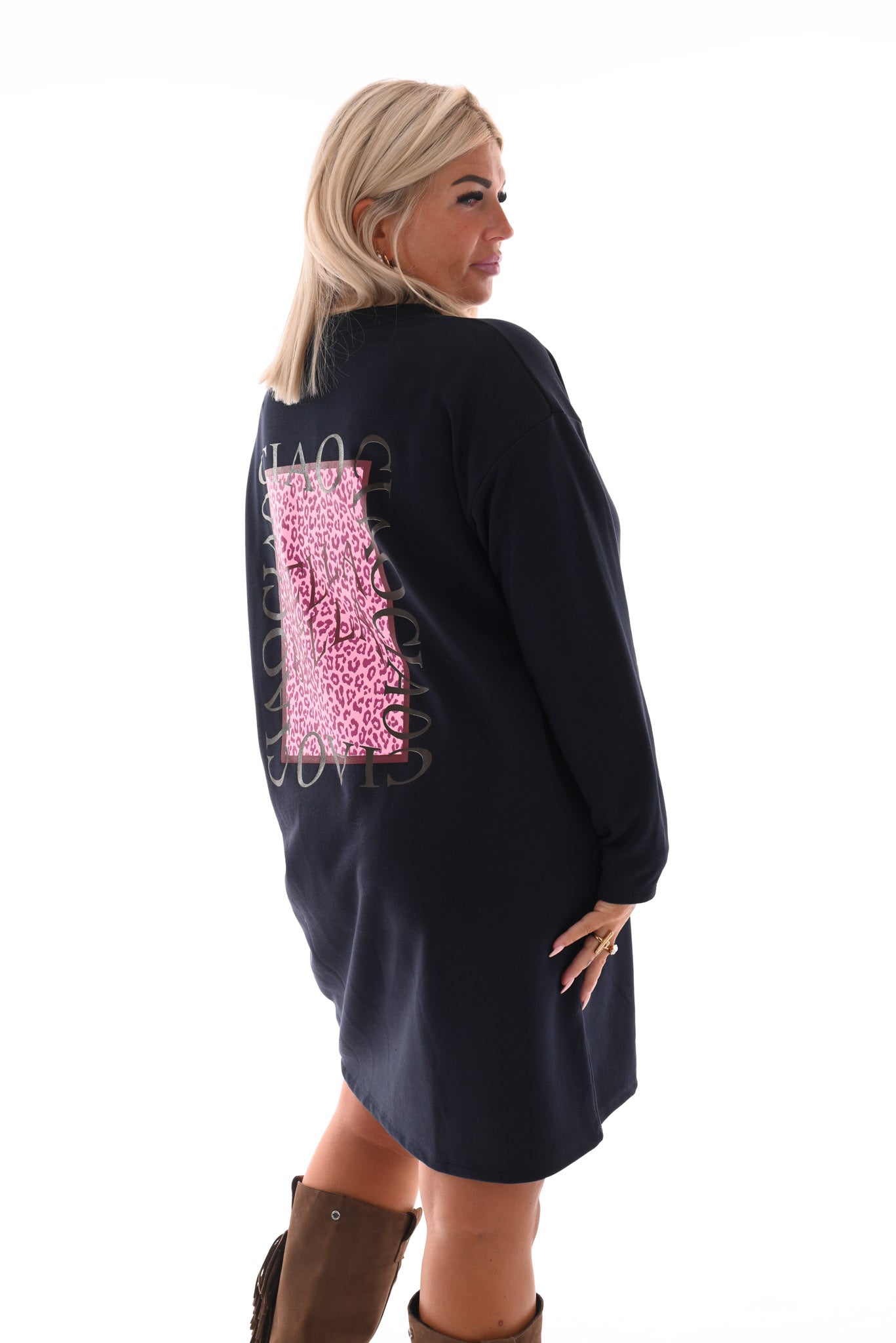 Sweaterdress v-hals ciao bella marineblauw