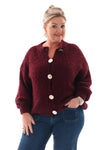 Boucle vest grote knopen bordeaux