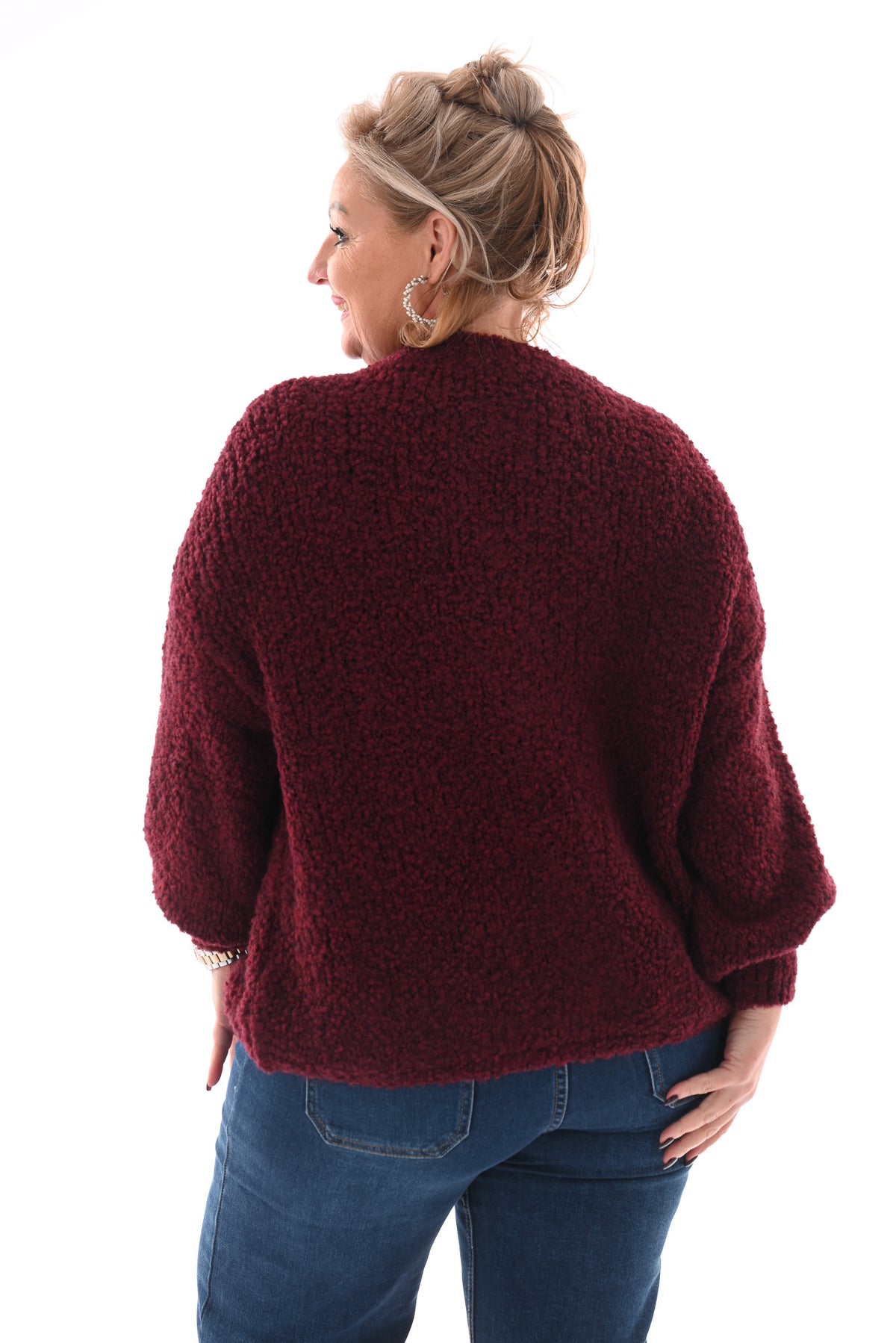 Boucle vest grote knopen bordeaux