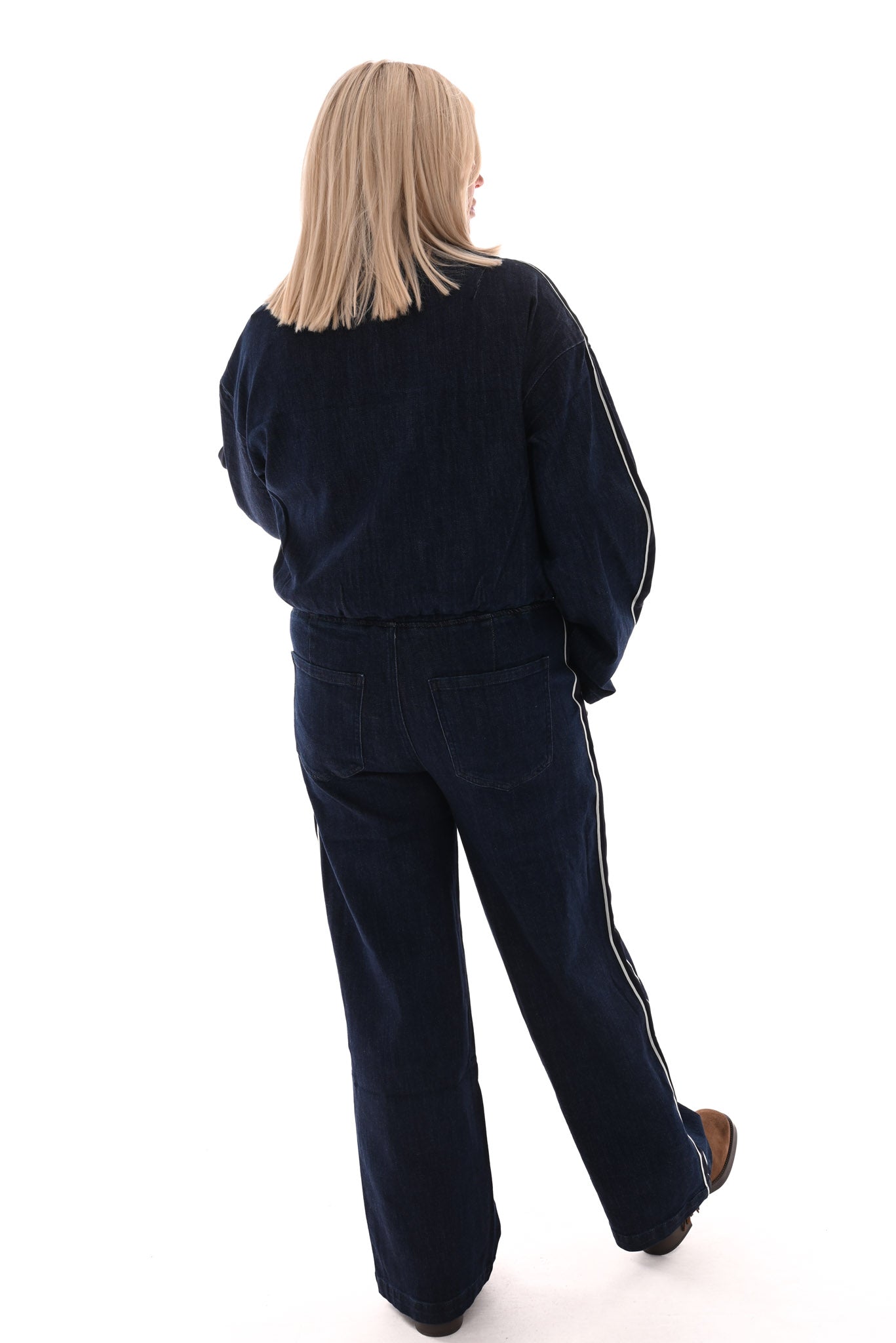 Tweedelig spijker pak gestreepte bies donkerblauw