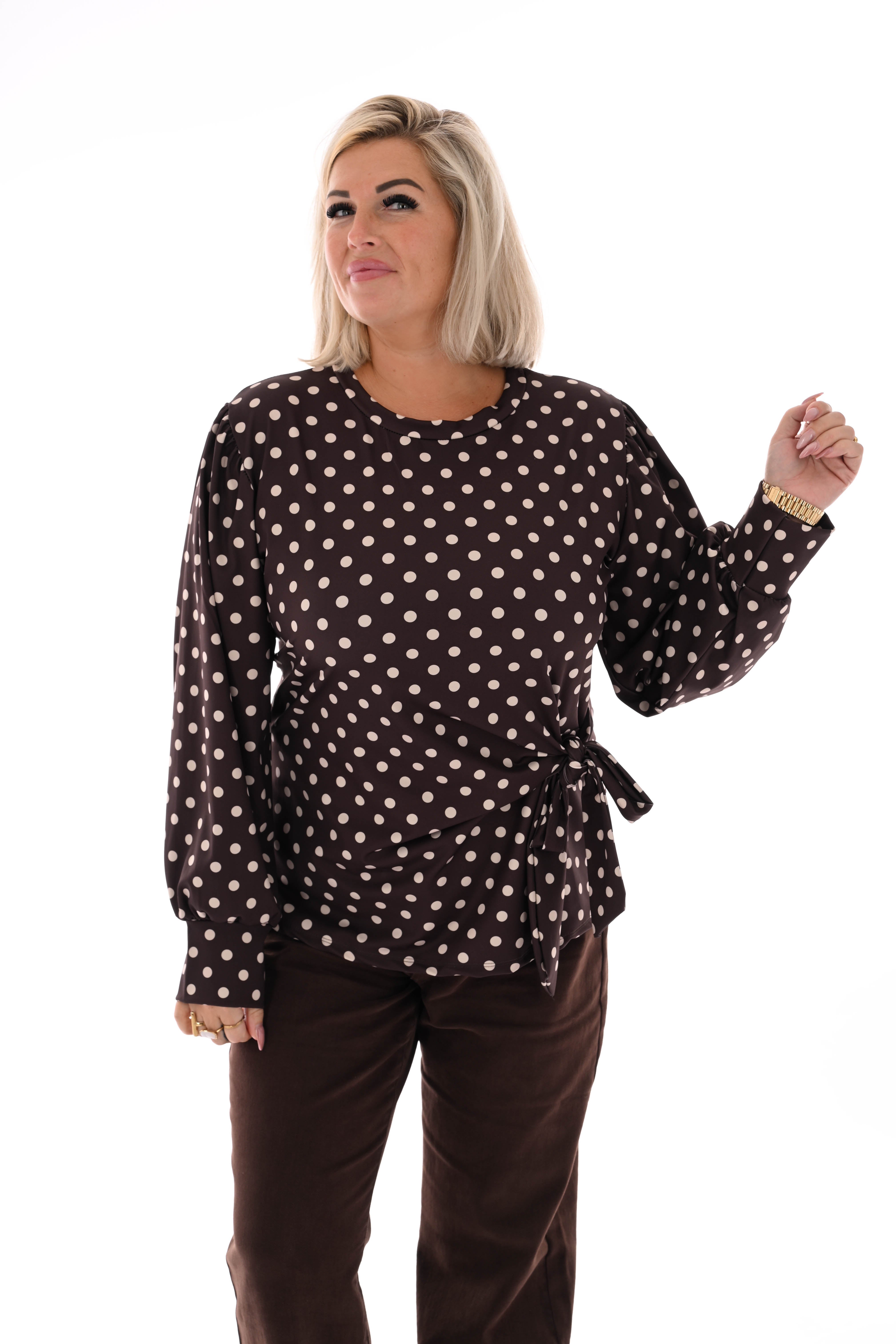 Travel top dots zijstrik donkerbruin