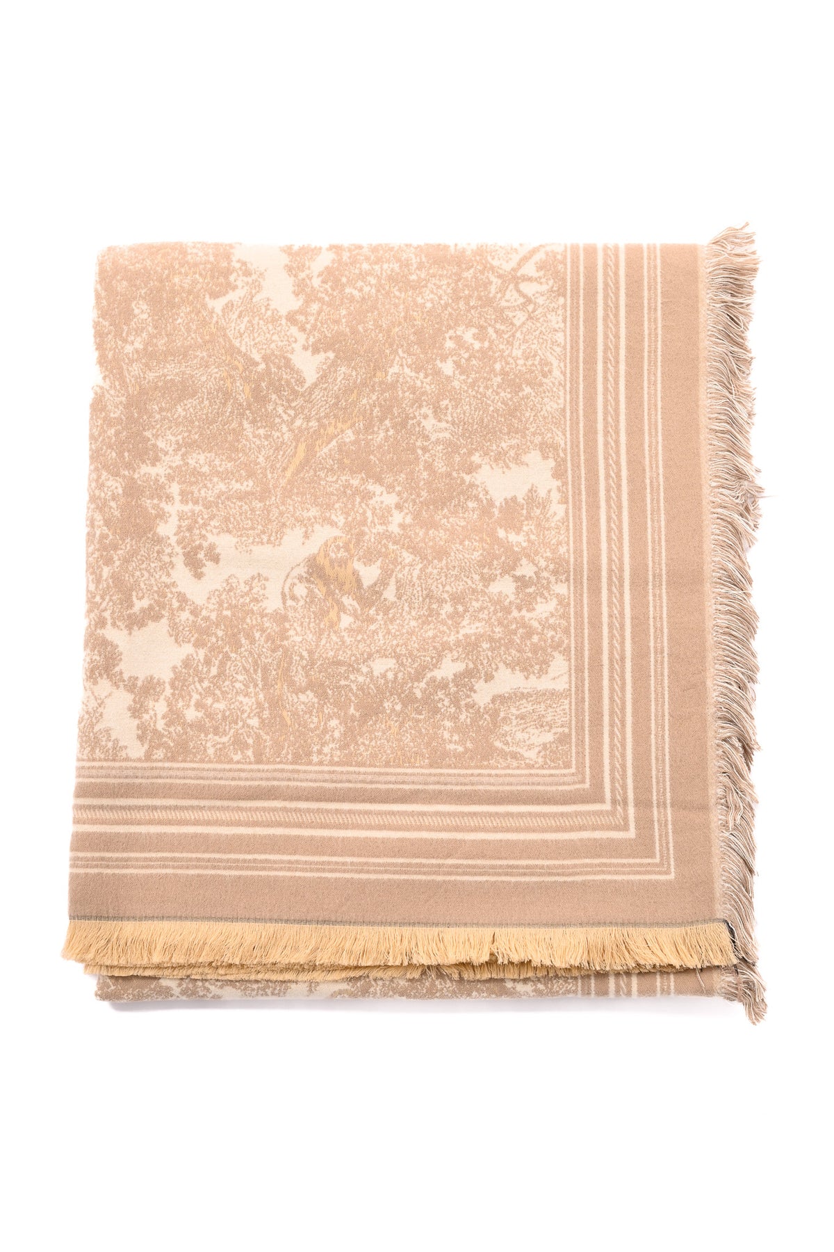 Sjaal Toile de Jouy beige