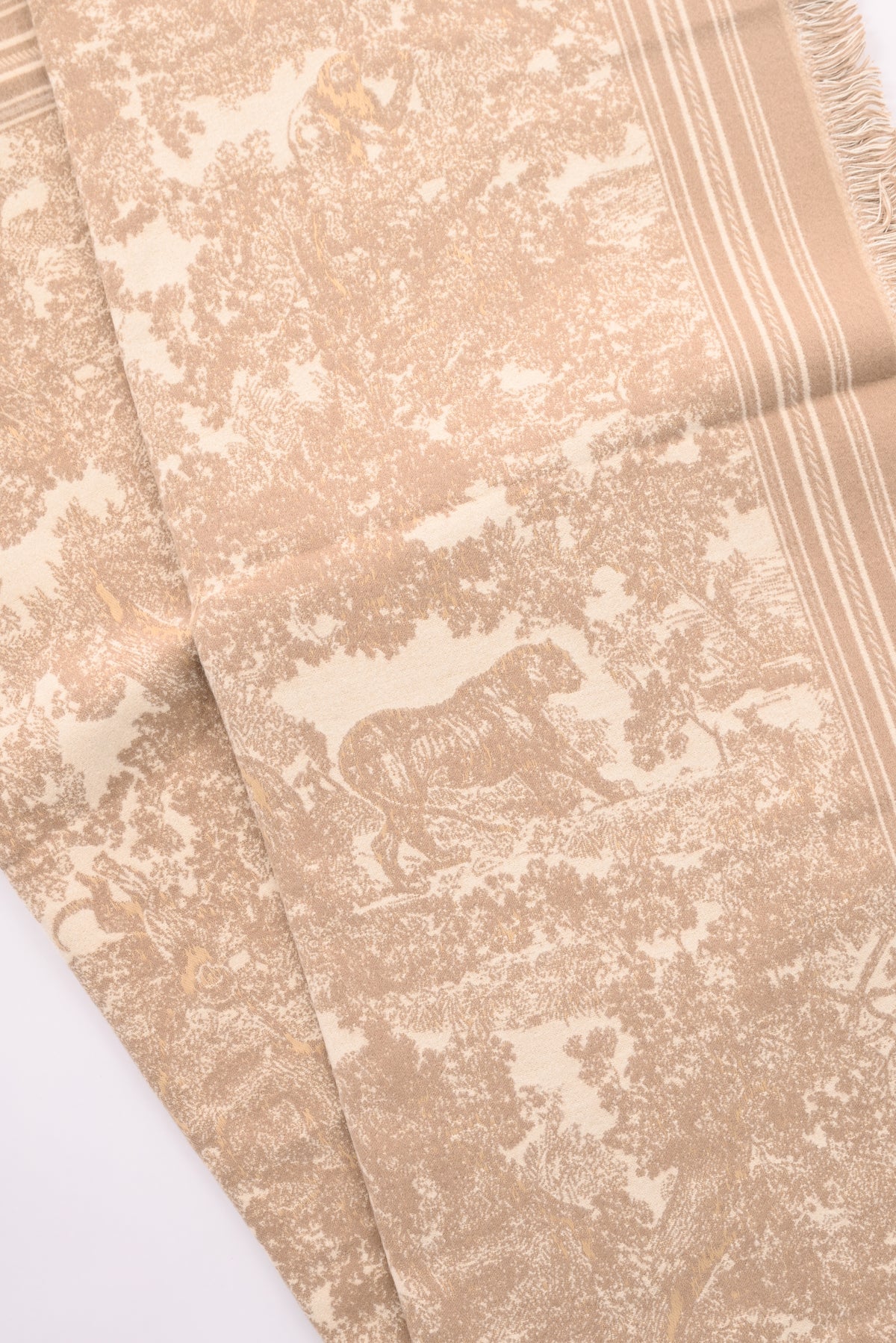 Sjaal Toile de Jouy beige