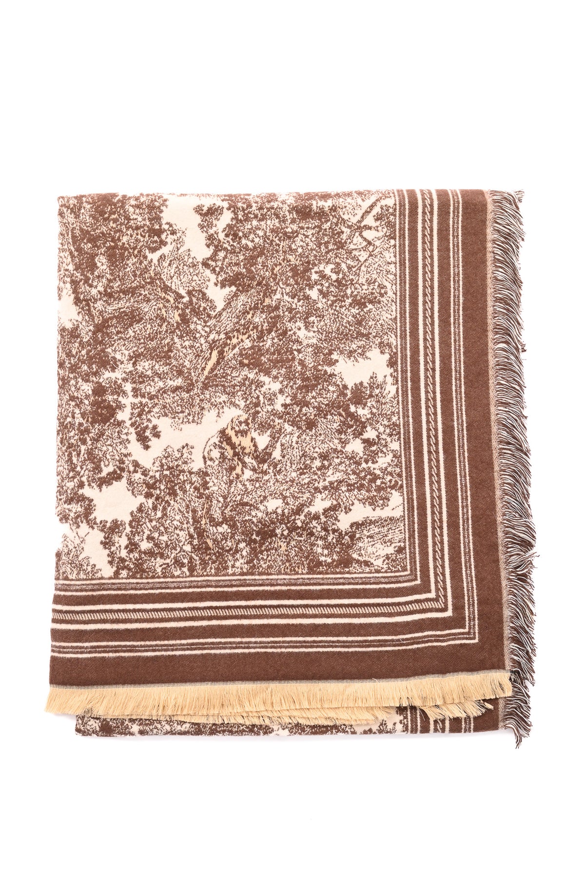 Sjaal Toile de Jouy bruin