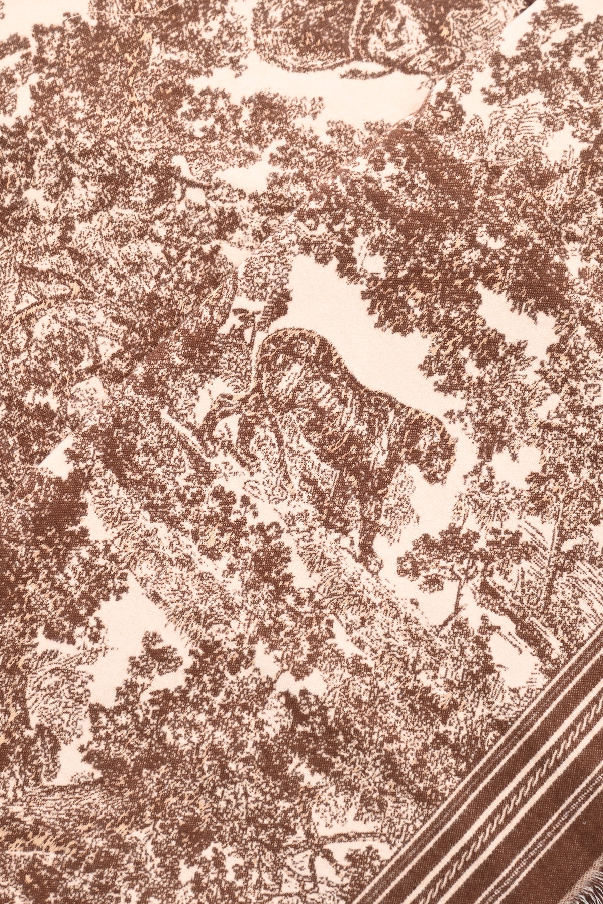 Sjaal Toile de Jouy bruin