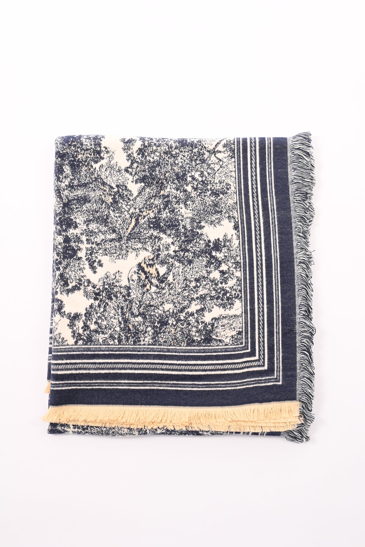 Sjaal Toile de Jouy marineblauw