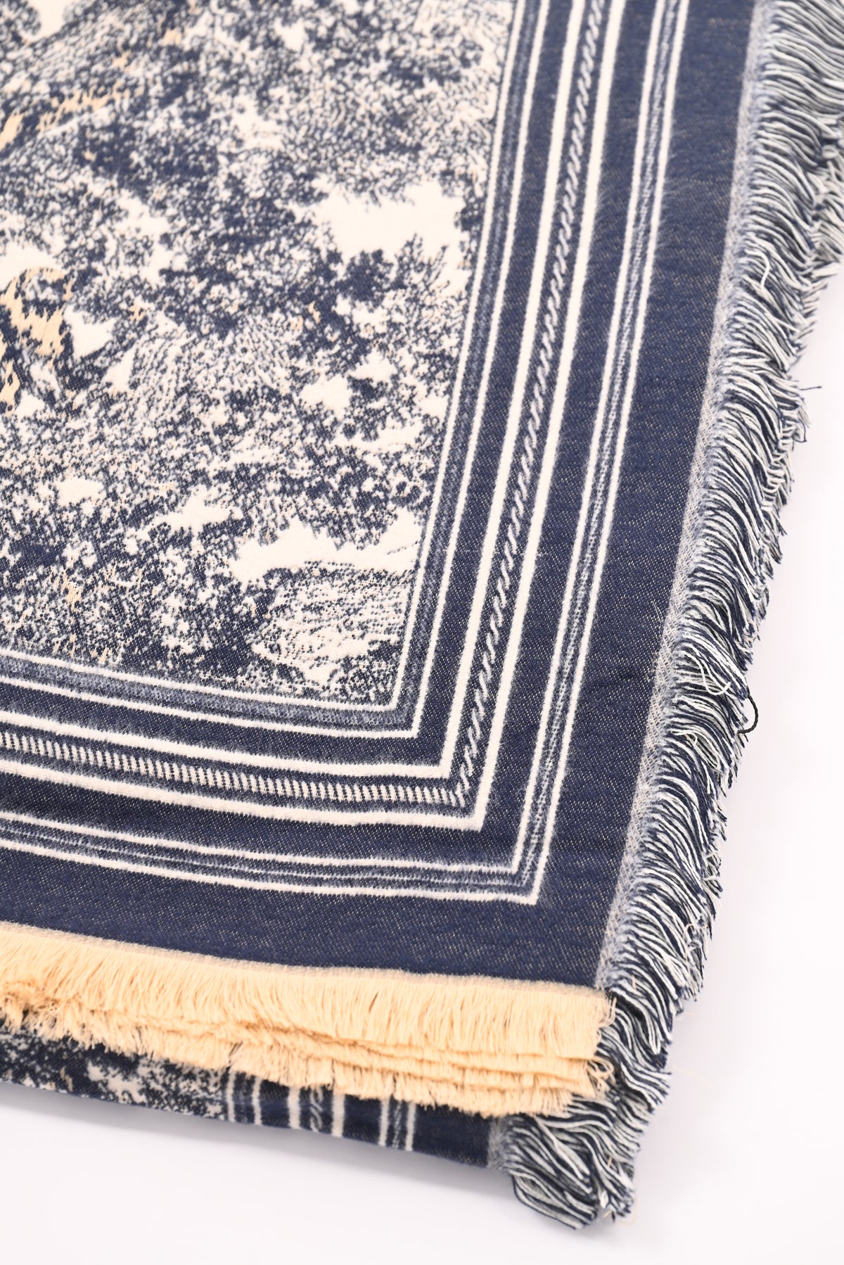 Sjaal Toile de Jouy marineblauw