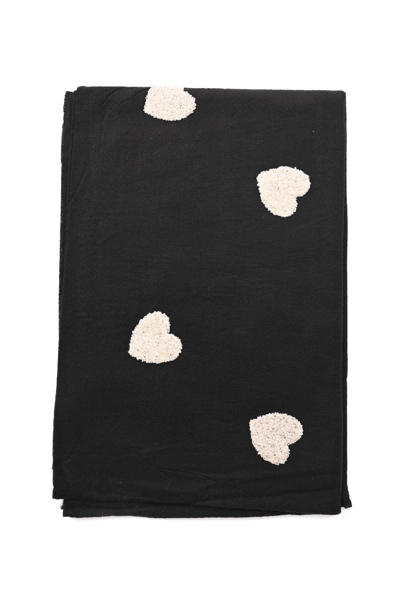 Sjaal teddy hartjes met lurex zwart