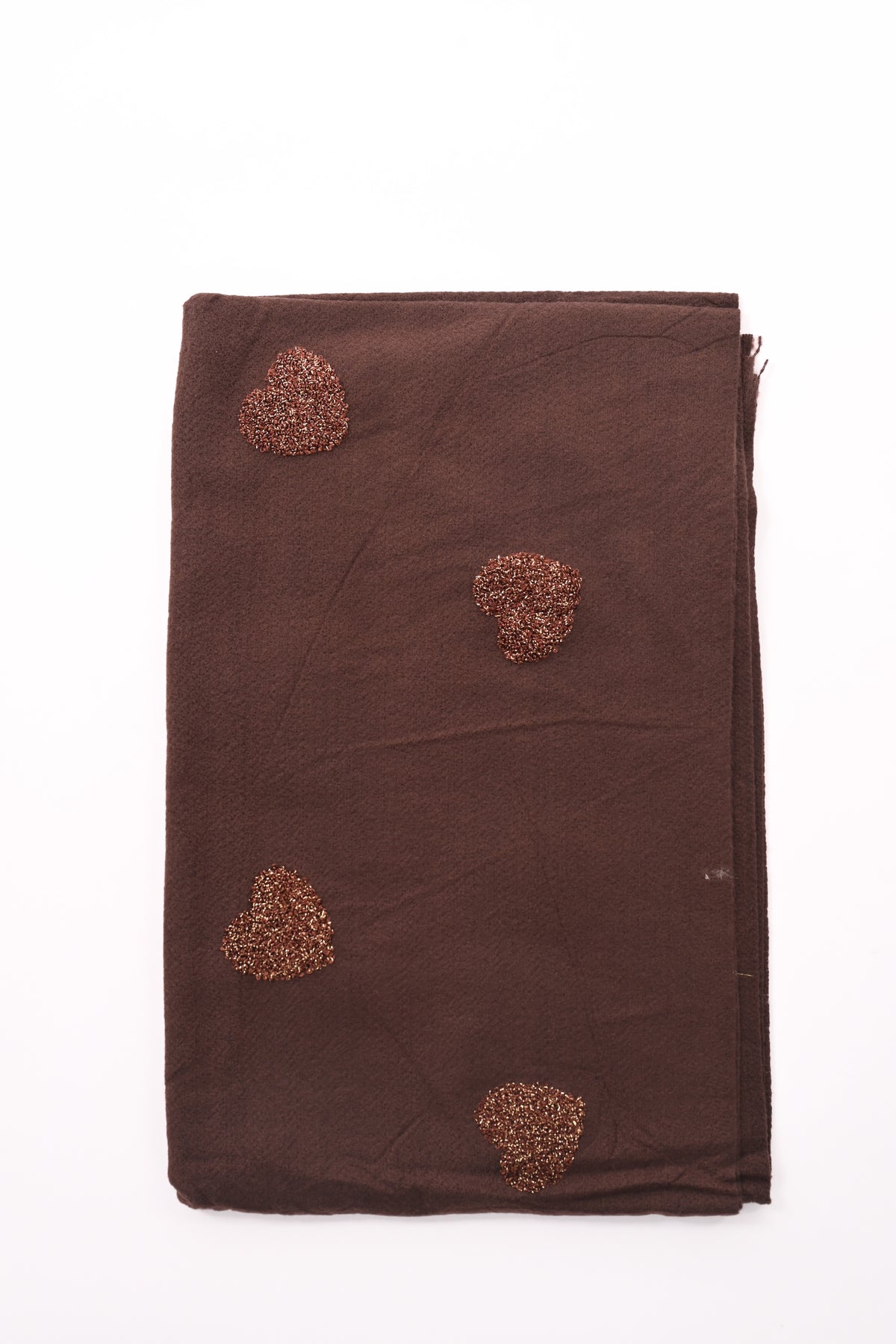 Sjaal teddy hartjes met lurex donkerbruin