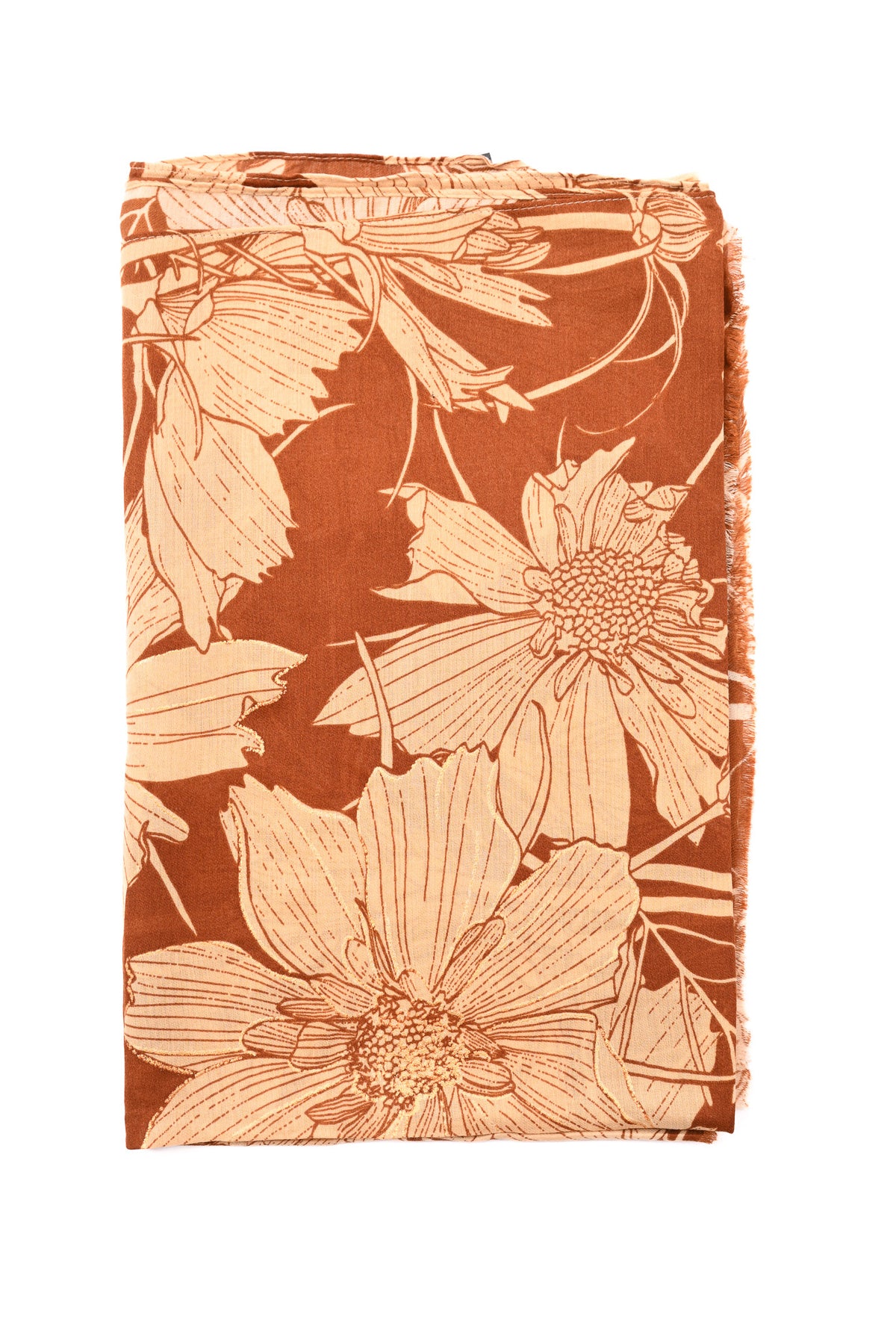 Sjaal grote bloemen camel