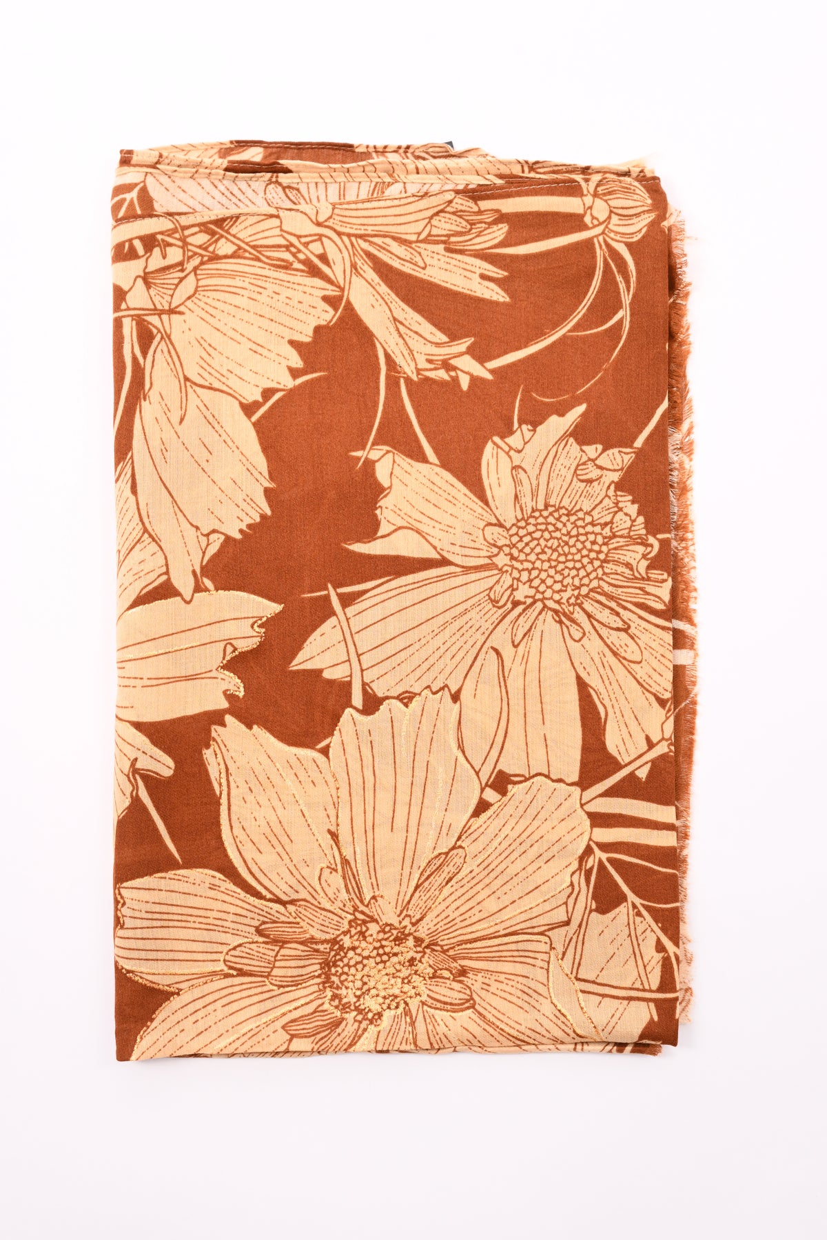 Sjaal grote bloemen camel