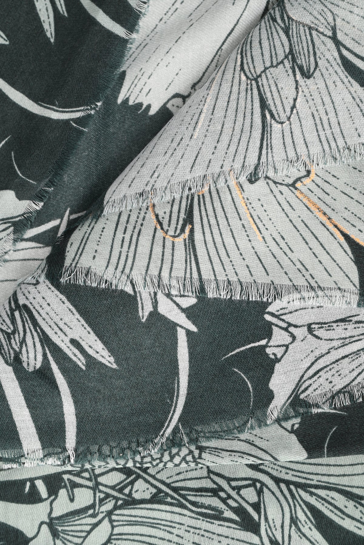 Sjaal grote bloemen donkergroen