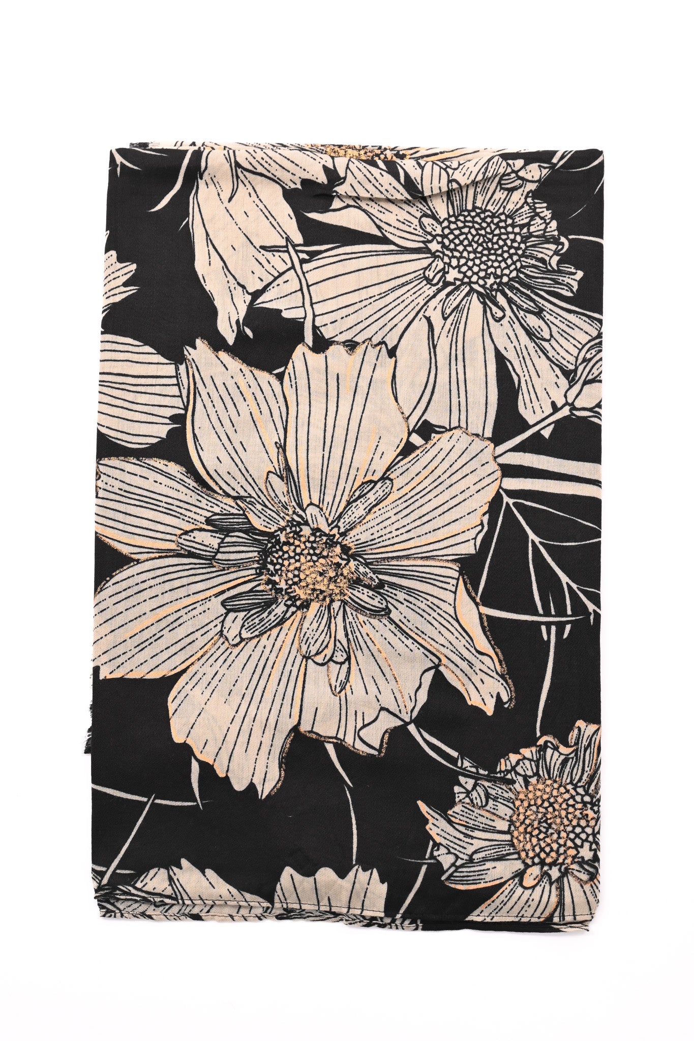 Sjaal grote bloemen zwart