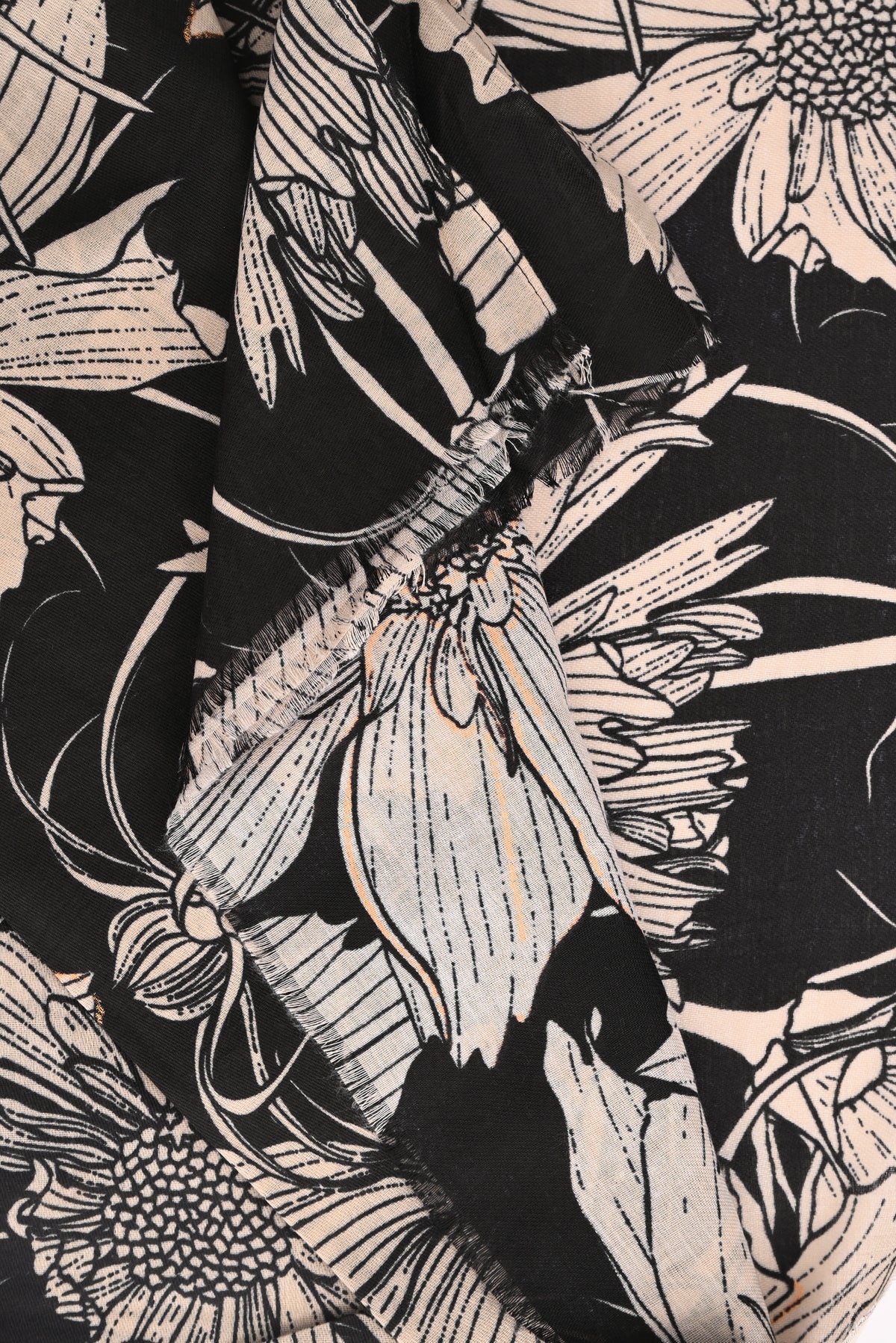 Sjaal grote bloemen zwart