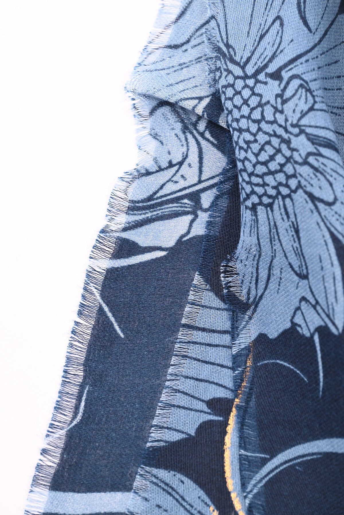 Sjaal grote bloemen marineblauw