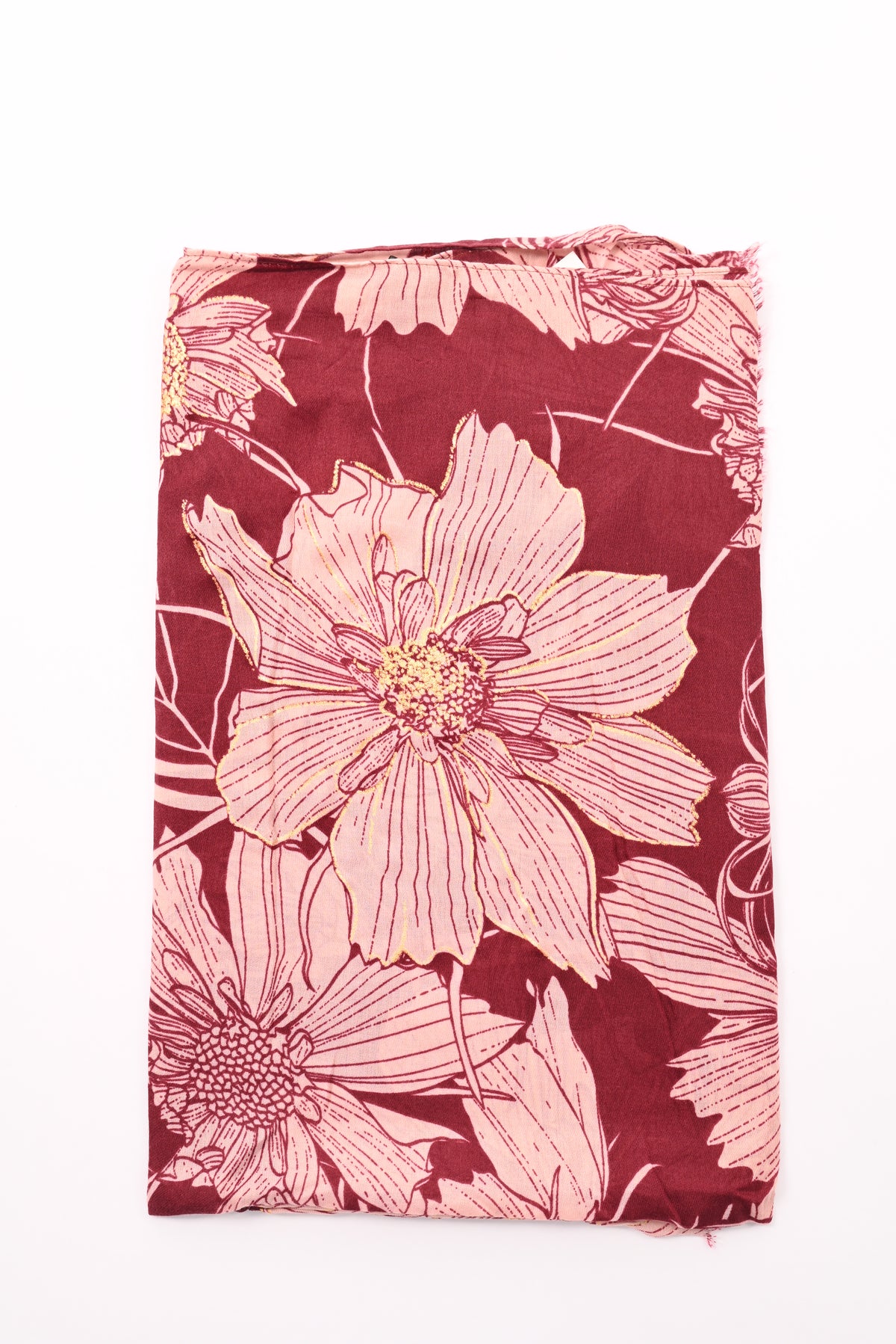 Sjaal grote bloemen bordeaux