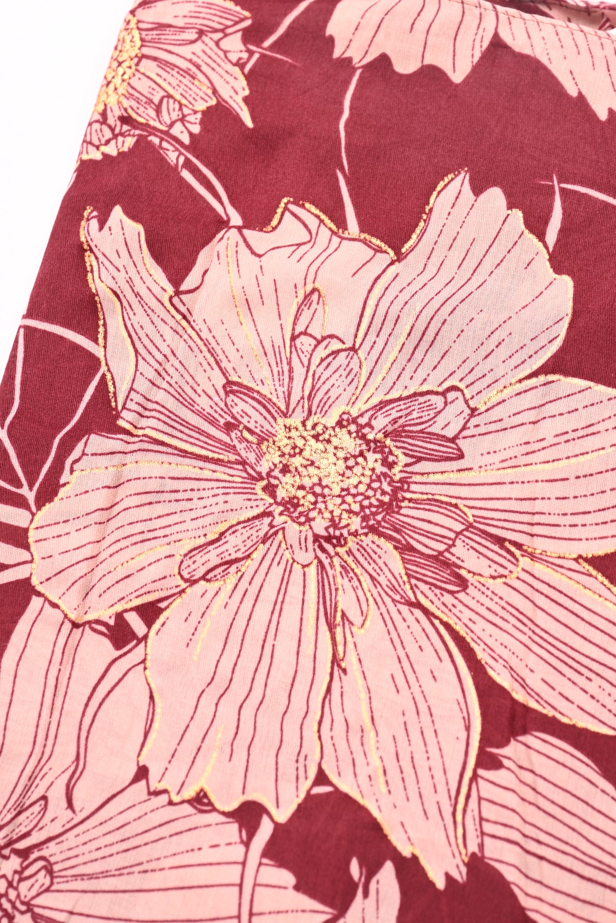 Sjaal grote bloemen bordeaux