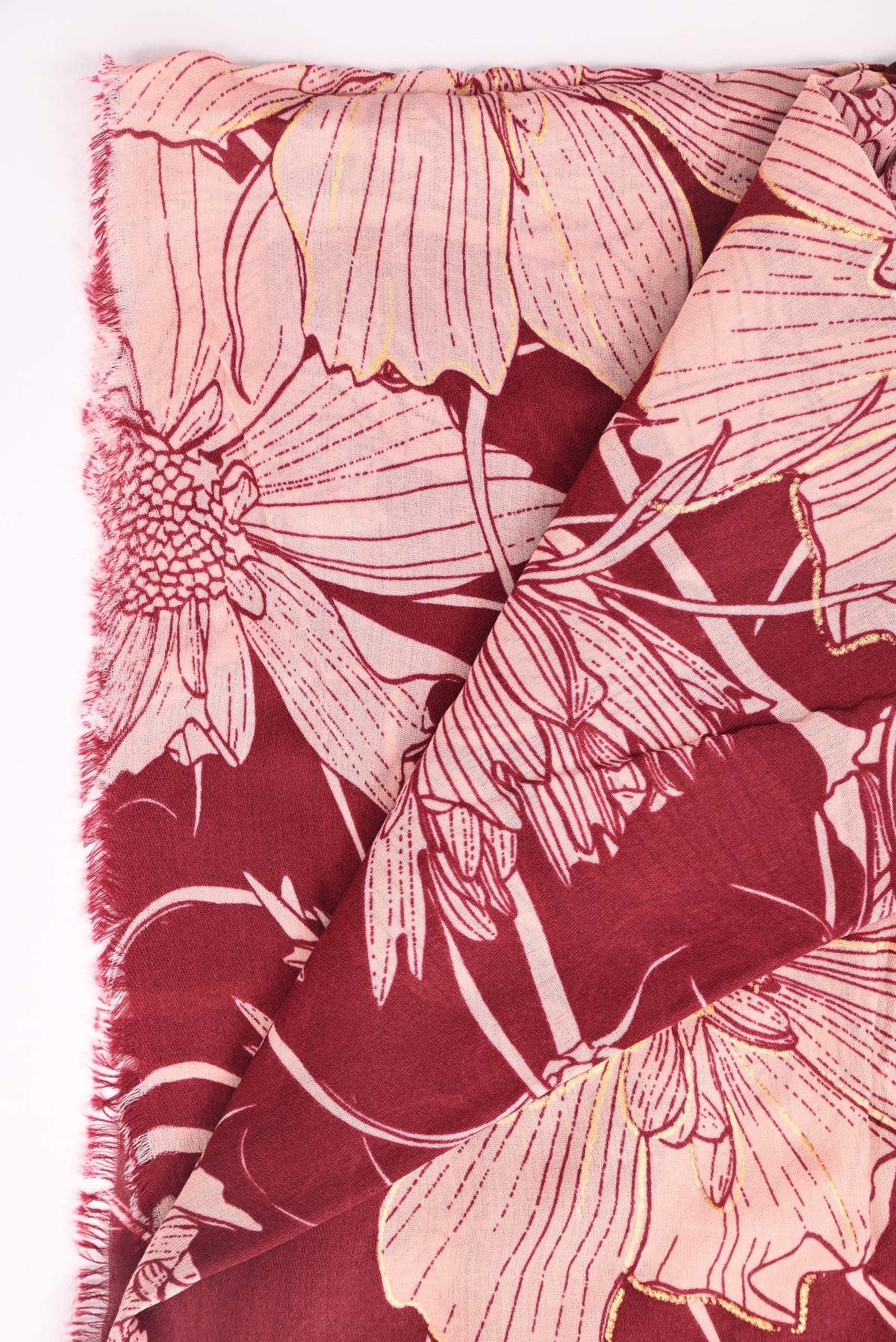 Sjaal grote bloemen bordeaux