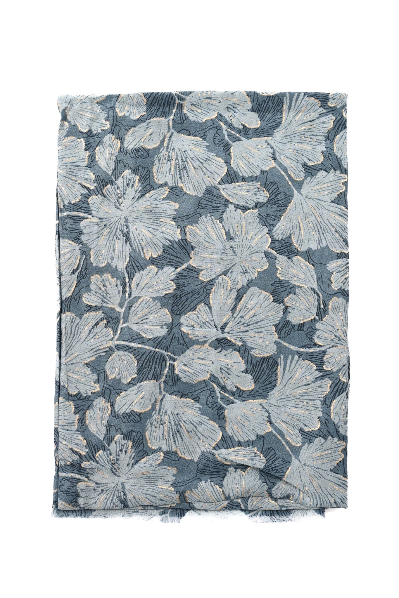 Sjaal fijne bloemen petrol