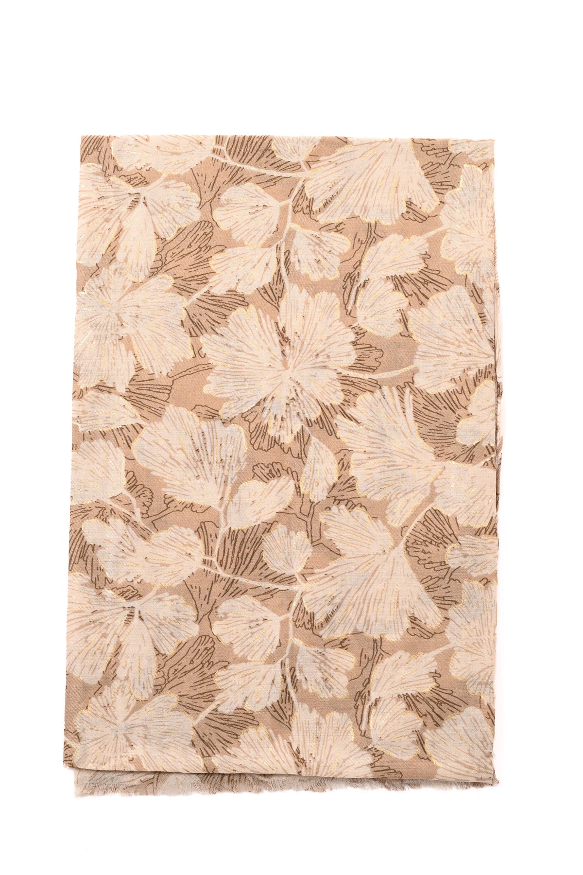 Sjaal fijne bloemen beige