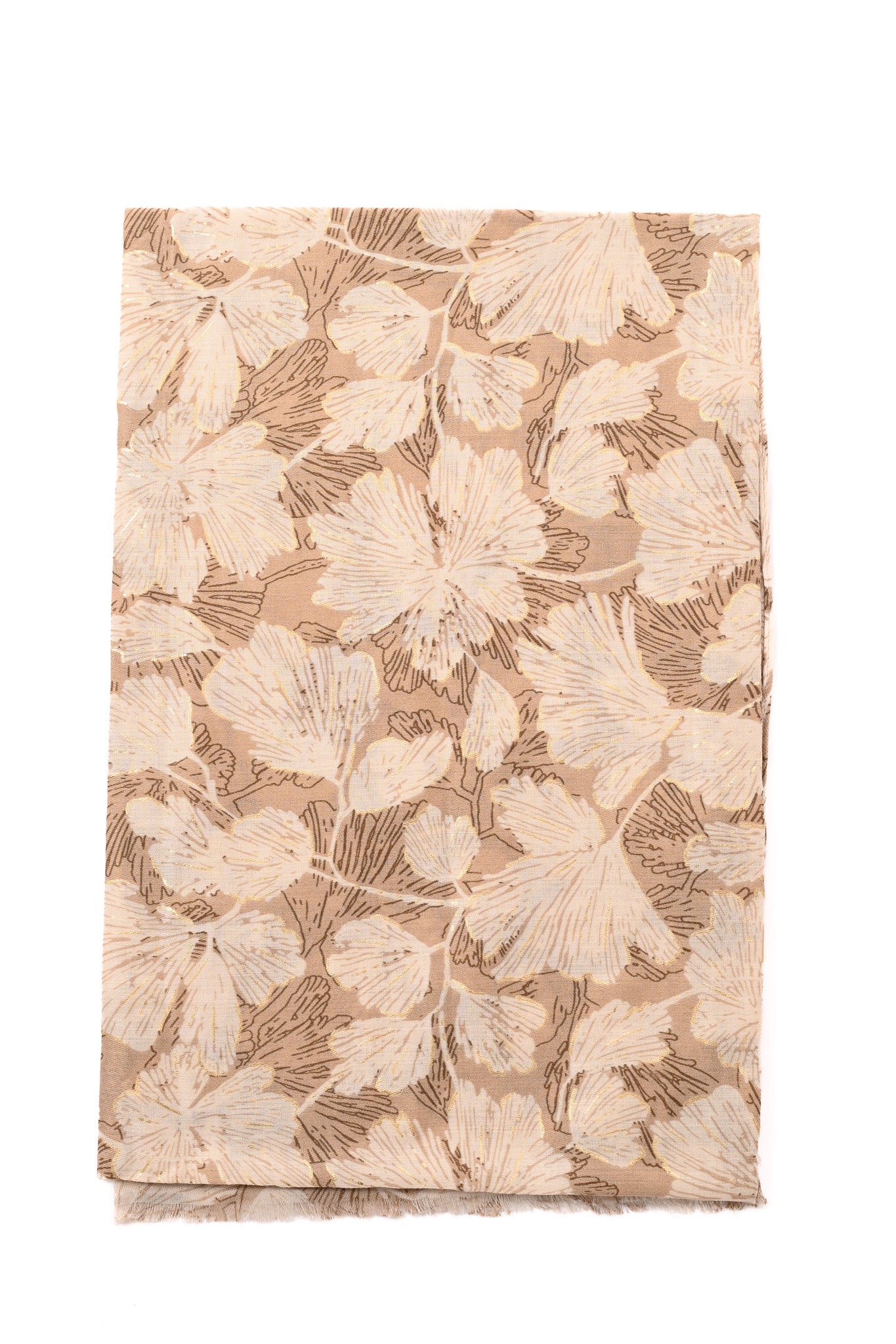Sjaal fijne bloemen beige