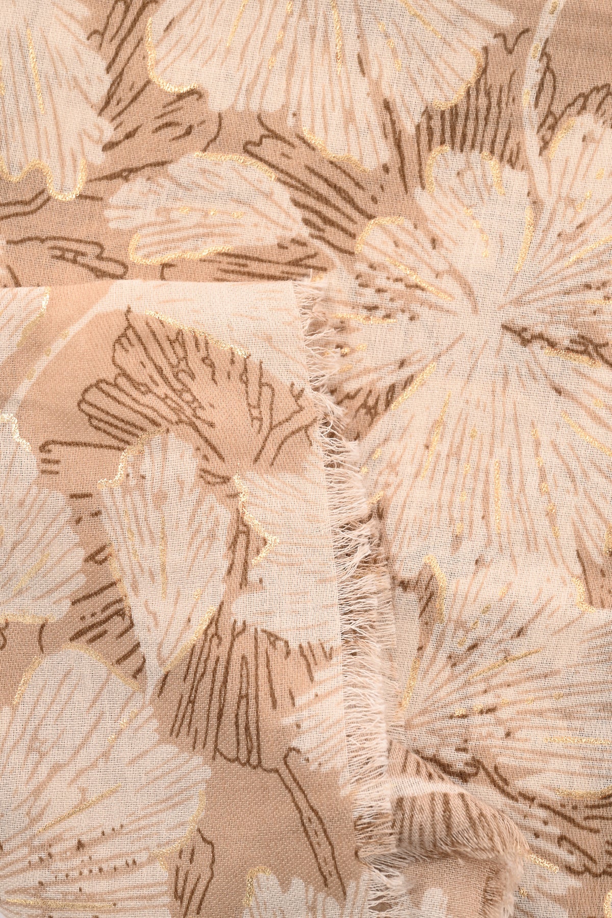 Sjaal fijne bloemen beige